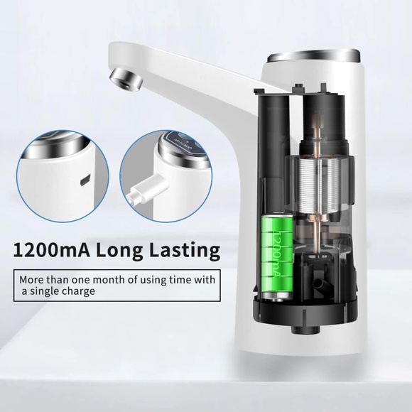 Water Jug Dispenser 2, 3, 4, or 5 gallon jug compatible, USB charge. White. - Picture 4 of 5